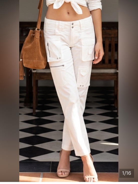 Johnny Was Pants - Johnny Was Pete & Greta Off White Cargo Pants Y2K Utility Pants NWOT size 6